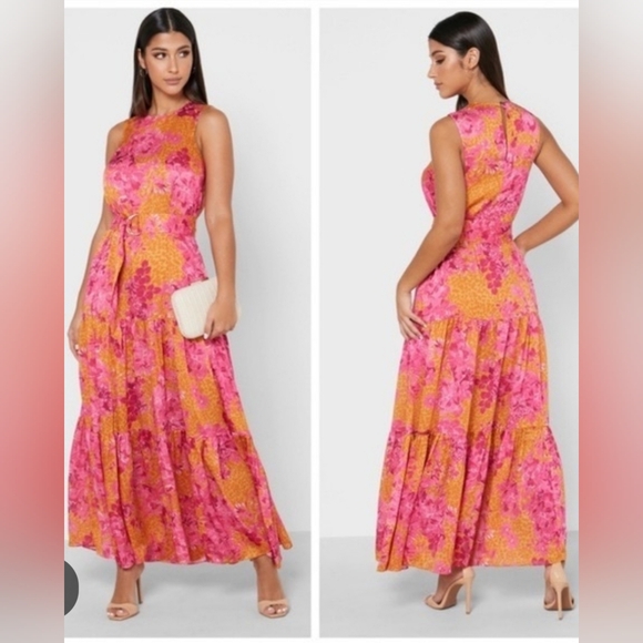 Ted Baker Bambia Floral Tiered Belted Maxi Dress Size 2 - Picture 1 of 4